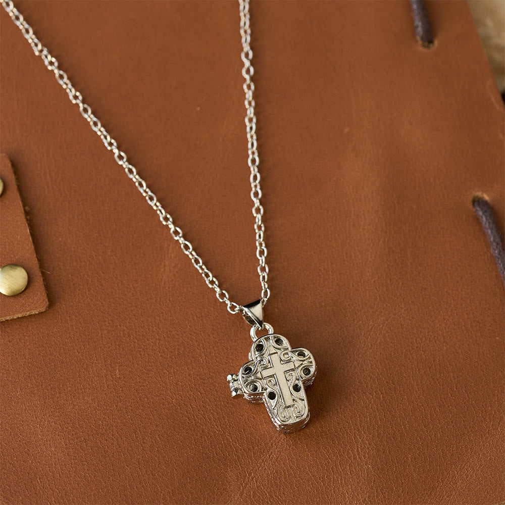 Locket Cross Necklace with Intricate Filigree