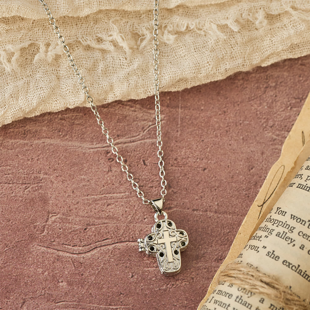 Locket Cross Necklace with Intricate Filigree