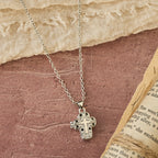 Locket Cross Necklace with Intricate Filigree