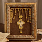 Ornate Large Pectoral Crucifix Necklace with Crown Accent