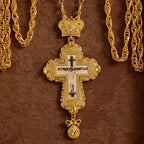 Ornate Large Pectoral Crucifix Necklace with Crown Accent