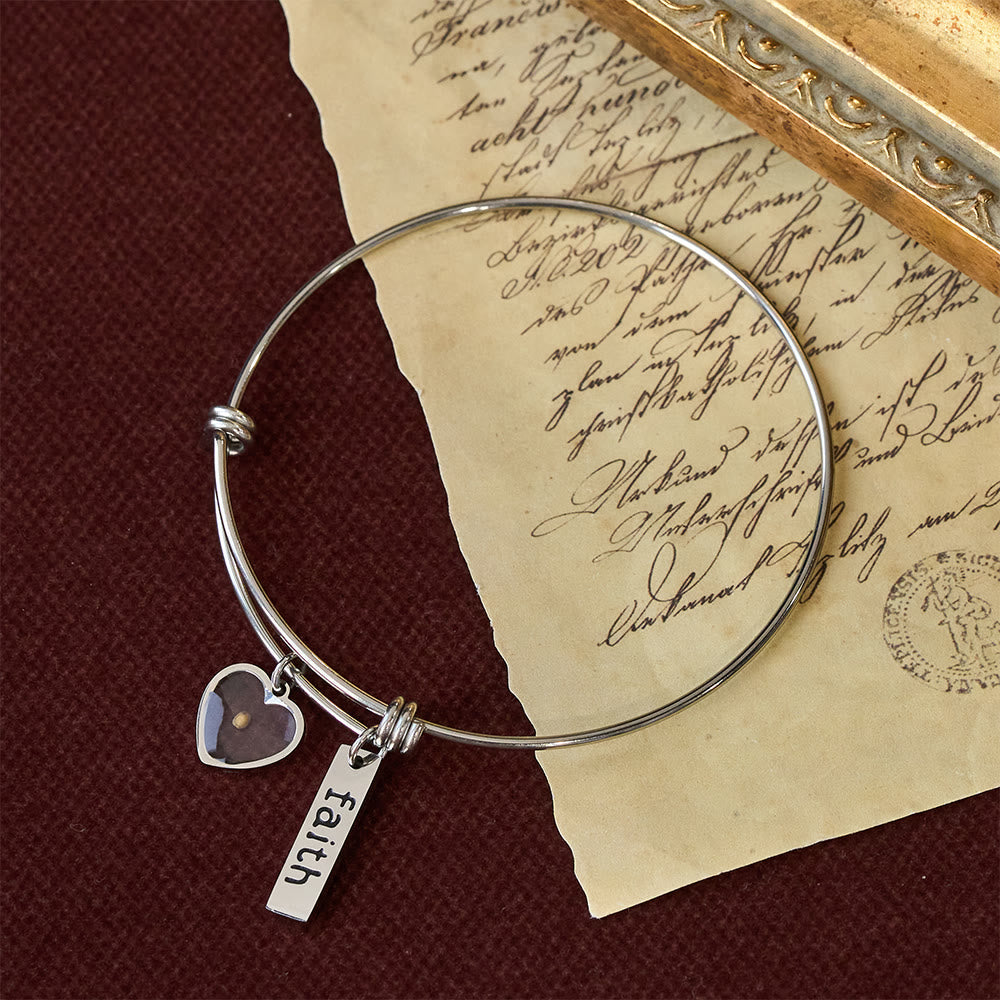 Mustard Seed Faith Bangle with Heart Charm