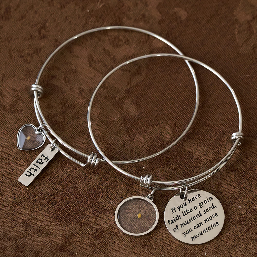 Mustard Seed Faith Bangle with Heart Charm