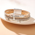 Multi-Layer BLESSED Cross Leather Bracelet with Zircon