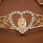 Gold Filigree Our Lady Bracelet with Zircon Halo