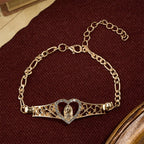 Gold Filigree Our Lady Bracelet with Zircon Halo