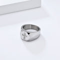 Tri-Finish Thick Band Cross Zircon Ring