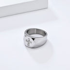 Tri-Finish Thick Band Cross Zircon Ring