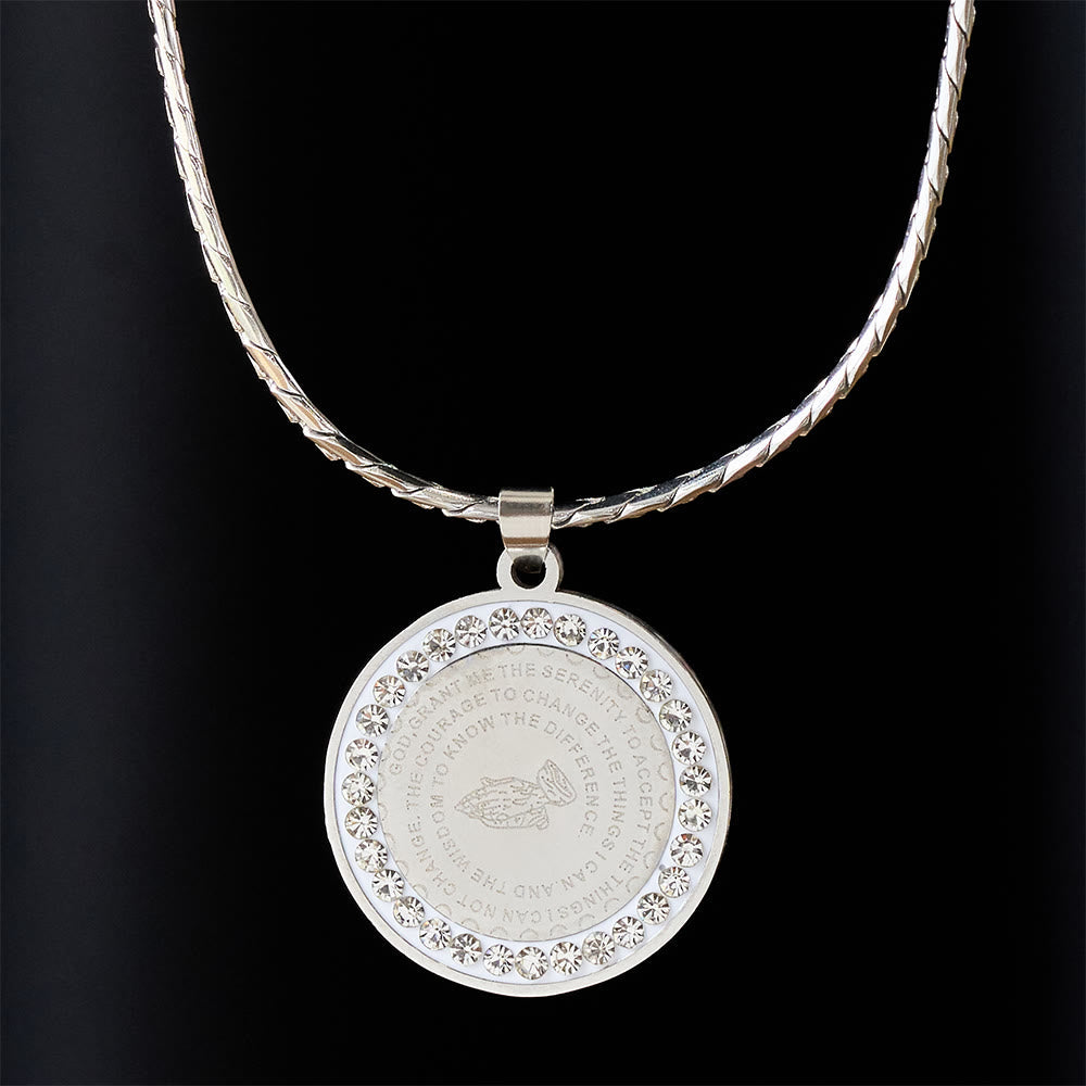 Zircon-Framed Praying Hands Scripture Necklace