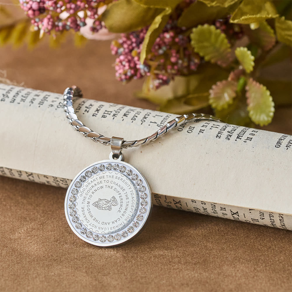 Zircon-Framed Praying Hands Scripture Necklace