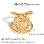 Tri-Color Hollow Frame Our Lady Band Ring