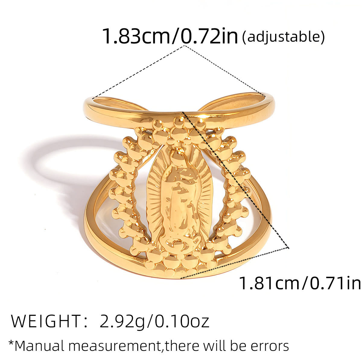 Tri-Color Hollow Frame Our Lady Band Ring