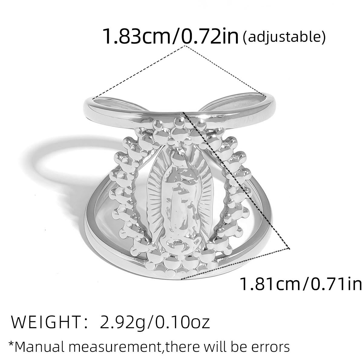 Tri-Color Hollow Frame Our Lady Band Ring