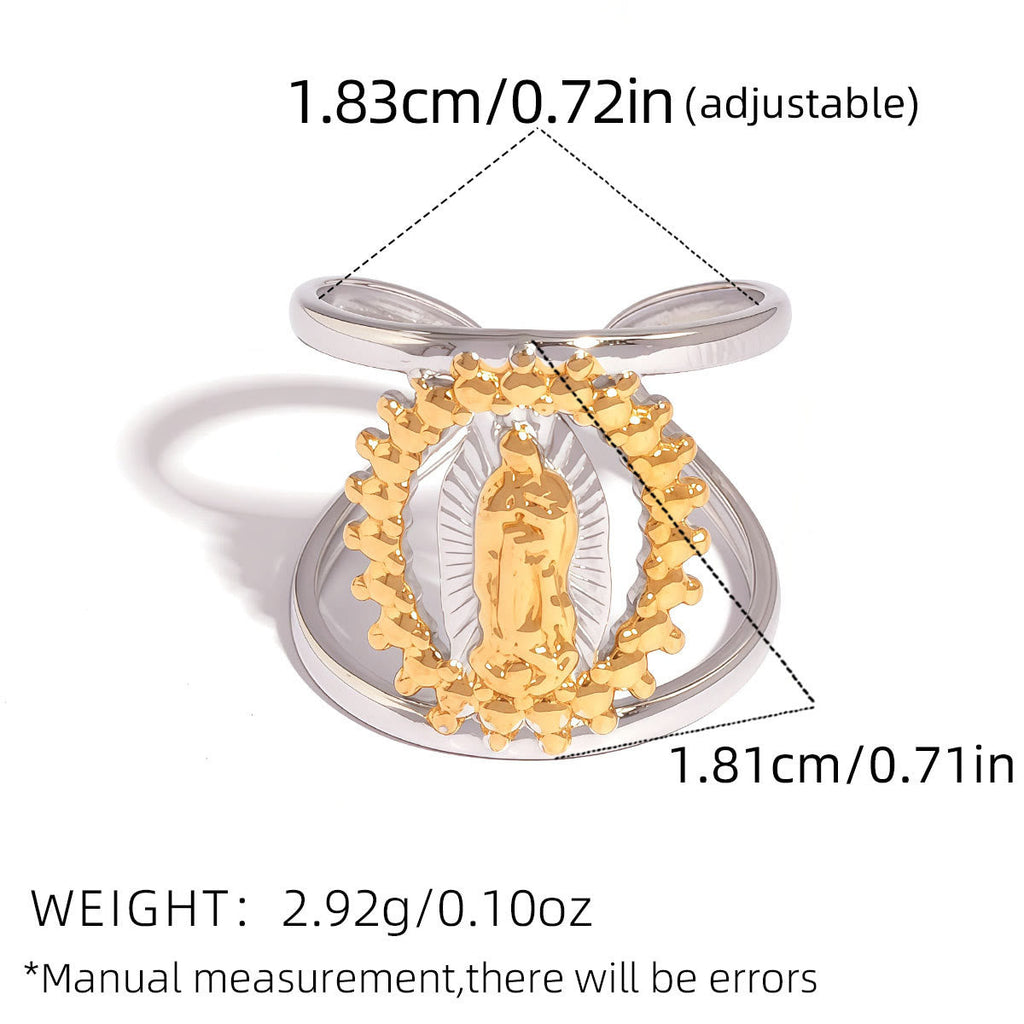 Tri-Color Hollow Frame Our Lady Band Ring