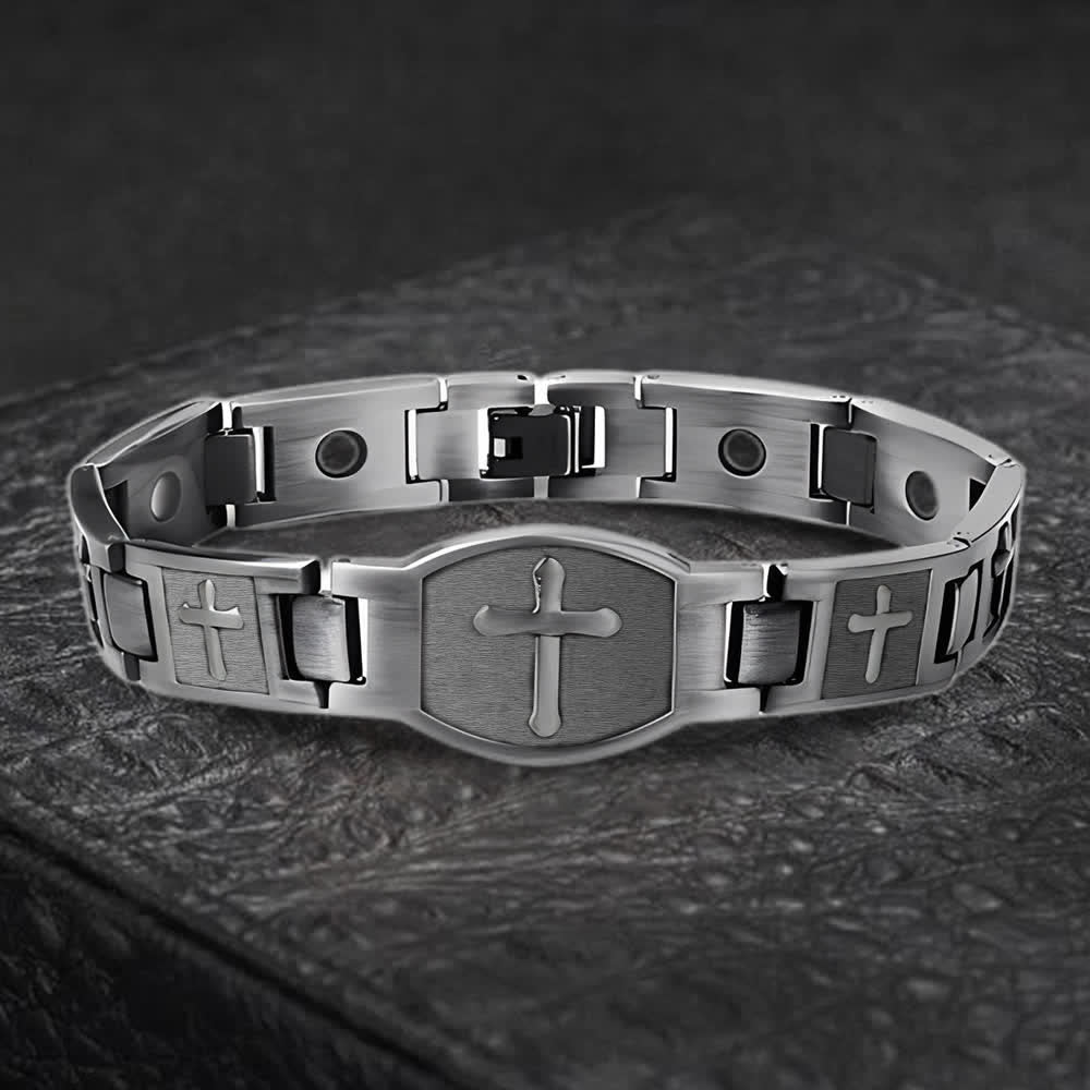 Link Chain Cross Engraved Bracelet