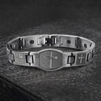 Link Chain Cross Engraved Bracelet