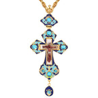Gem-Adorned Ornate Orthodox Cross Pendant Necklace