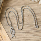 Modern Jesus Fish Ichthus Statement Necklace