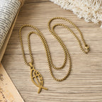 Modern Jesus Fish Ichthus Statement Necklace