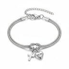 Knot of Love Cross Heart Charm Adjustable Bracelet