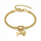 Knot of Love Cross Heart Charm Adjustable Bracelet