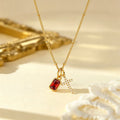 Sacred Cross & Rectangular Gem Charm Faith Necklace