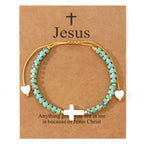 Hollow Cross Natural Stone Bead Friendship Bracelet