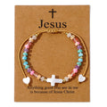 Hollow Cross Natural Stone Bead Friendship Bracelet