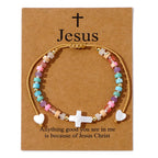 Hollow Cross Natural Stone Bead Friendship Bracelet