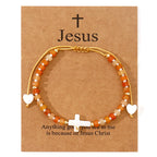 Hollow Cross Natural Stone Bead Friendship Bracelet