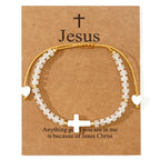 Hollow Cross Natural Stone Bead Friendship Bracelet