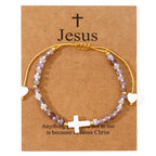 Hollow Cross Natural Stone Bead Friendship Bracelet