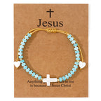 Hollow Cross Natural Stone Bead Friendship Bracelet