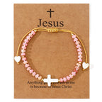 Hollow Cross Natural Stone Bead Friendship Bracelet