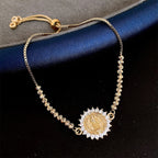 Our Lady Miraculous Medal Halo Cz Beaded Bracelet