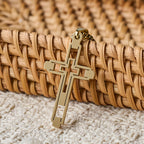 Geometric Hollow Cross Statement Necklace