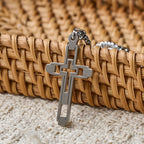 Geometric Hollow Cross Statement Necklace