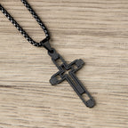 Geometric Hollow Cross Statement Necklace