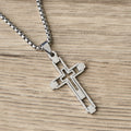 Geometric Hollow Cross Statement Necklace