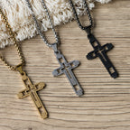 Geometric Hollow Cross Statement Necklace