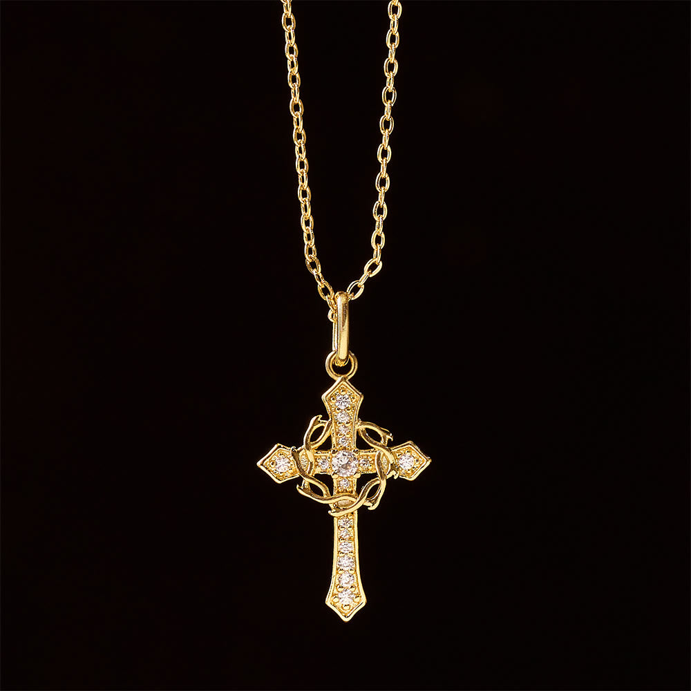 Sparkling Geometric Cross Necklace