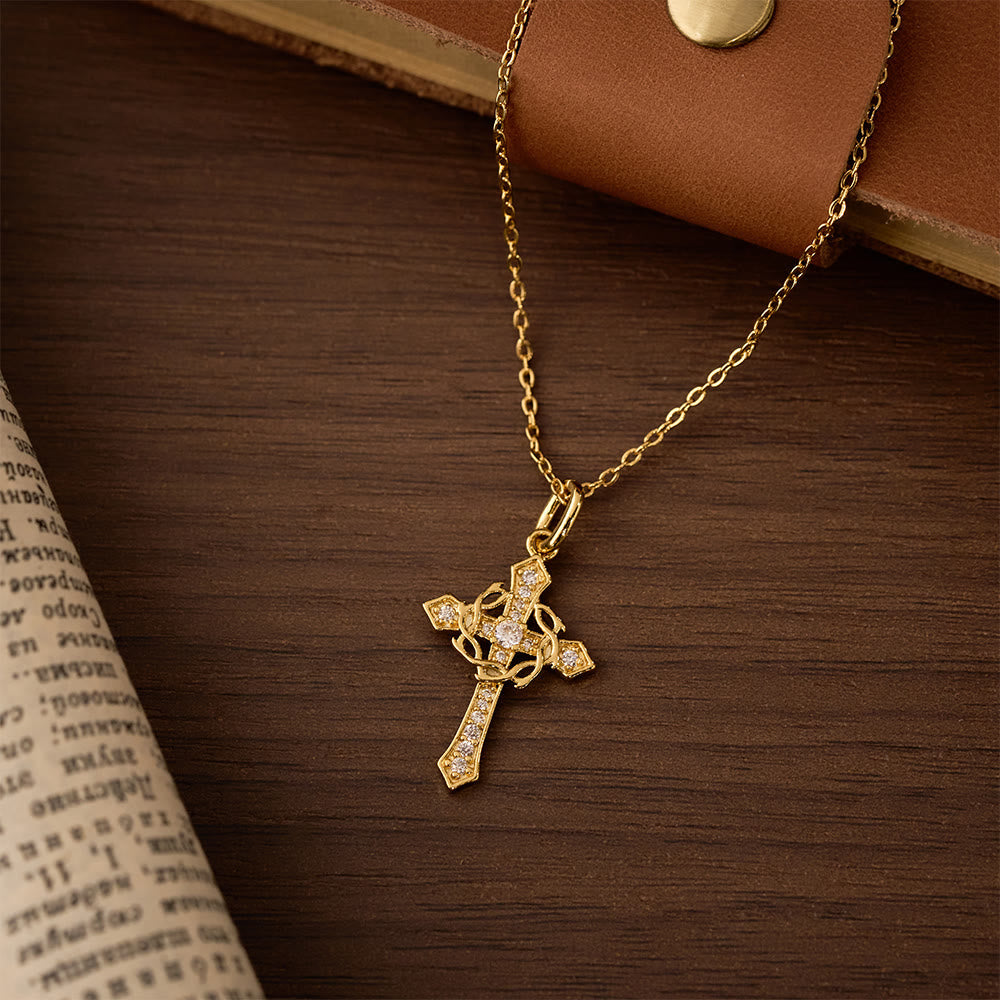 Sparkling Geometric Cross Necklace