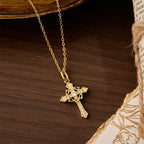 Sparkling Geometric Cross Necklace