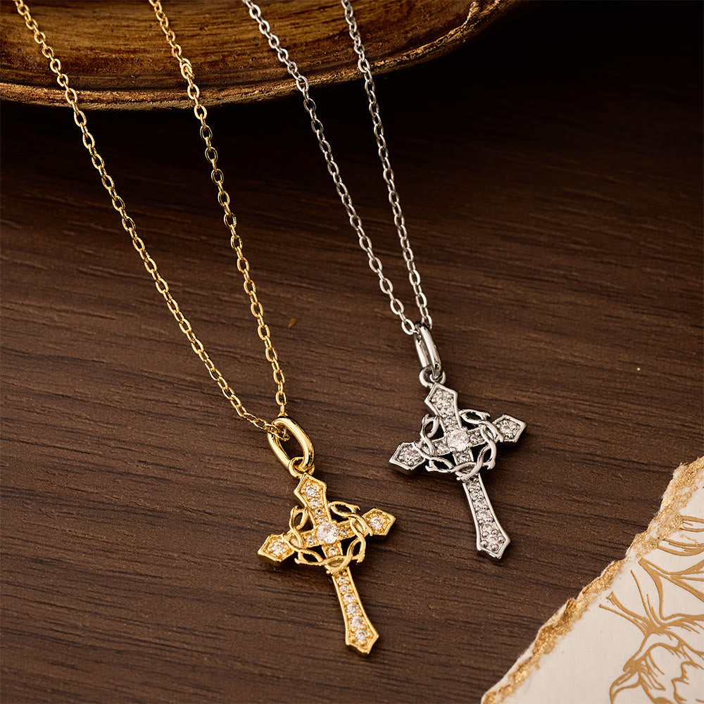 Sparkling Geometric Cross Necklace