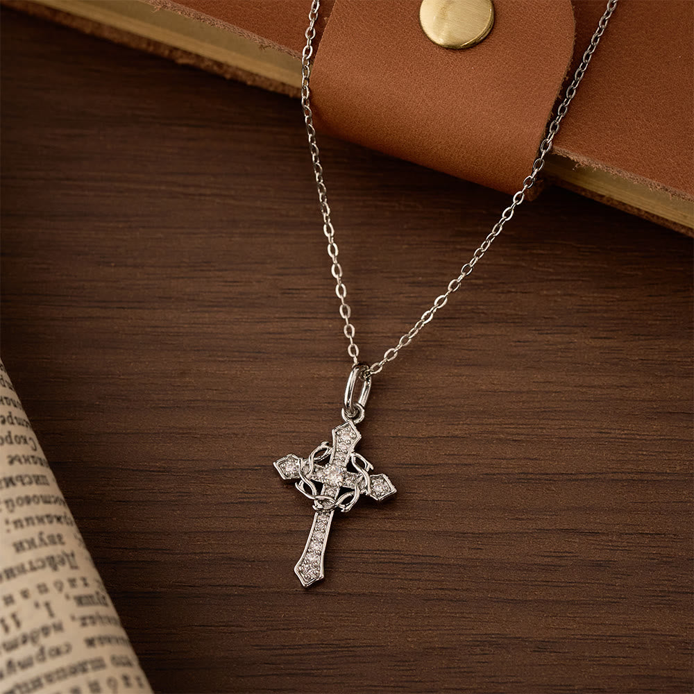 Sparkling Geometric Cross Necklace