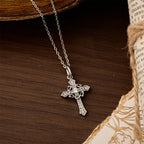 Sparkling Geometric Cross Necklace
