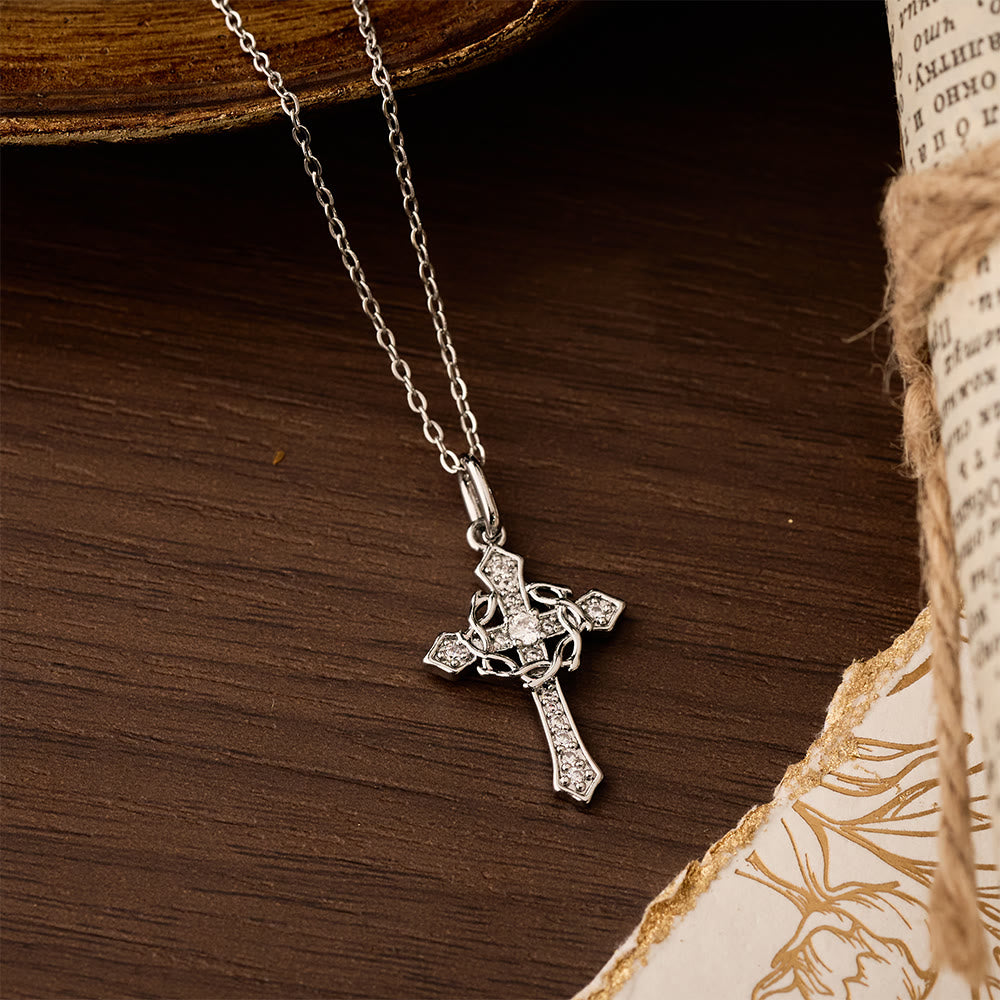 Sparkling Geometric Cross Necklace