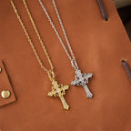 Sparkling Geometric Cross Necklace