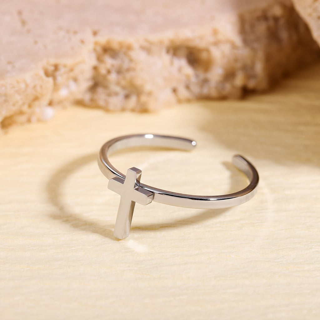 Minimalist Cross Open Ring