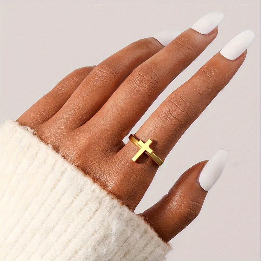 Minimalist Cross Open Ring